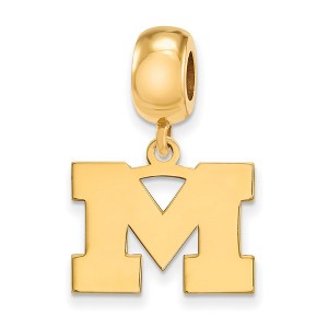 Black Bow Jewelry 14k Yellow Gold Plated Sterling Silver Michigan Wolverines NCAA Bead Charm - 1 of 3