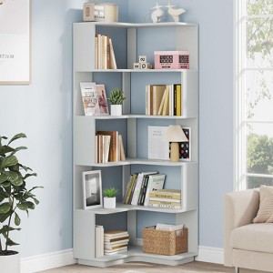 Tribesigns 64.9" Corner Bookshelf, 6-Tier Bookcase with Anti-Drop Panel, Freestanding L-Shaped Storage Display Shelf - 1 of 4
