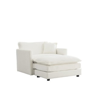 Dexmalle Modern Upholstered Single Sofa with Ottoman,White - 1 of 4