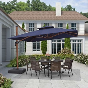 PURPLE LEAF 9/10/11/12ft Patio Umbrella with Base Outdoor Square Large Cantilever Umbrella Windproof Offset Heavy Duty Umbrella for Garden Deck Pool - 1 of 4