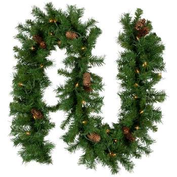 Northlight 9' x 12" Prelit  Red Pine Artificial Christmas Garland - Clear Lights