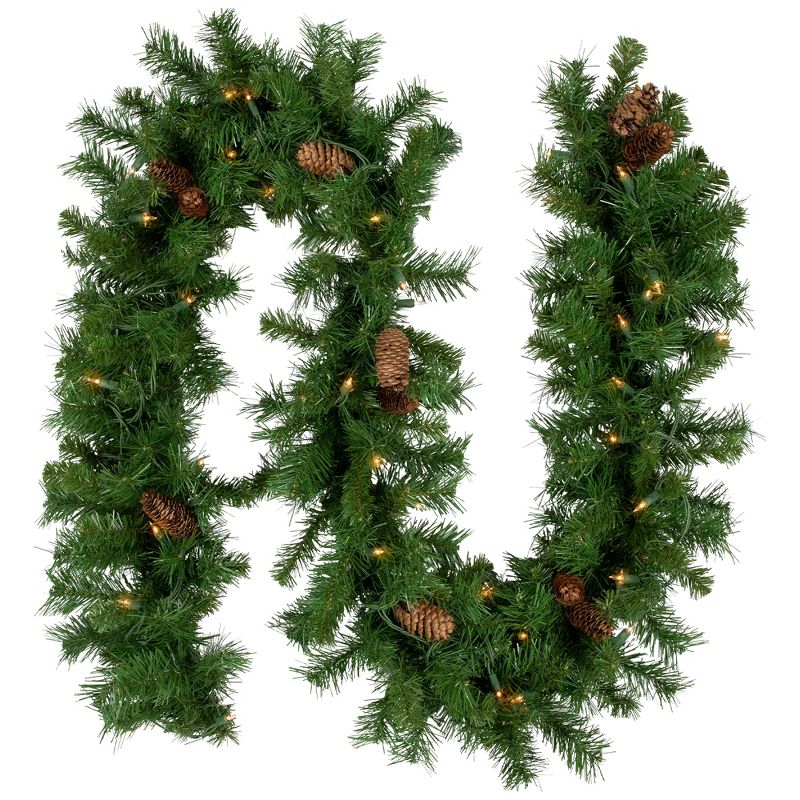 Northlight 9' x 12" Prelit  Red Pine Artificial Christmas Garland - Clear Lights, 1 of 7