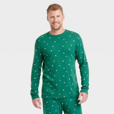 Image of Men's Polar Bear Print Cotton Ribbed Holiday Matching Family Pajama Shirt - Wondershop™ Green XL