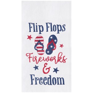 C&F Home Flip Flops, Fireworks Embroidered Cotton Flour Sack Kitchen Towel Patriotic Dishtowel Decoration - 1 of 4