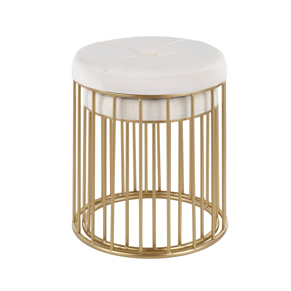 Photos - Pouffe / Bench Canary Contemporary Nesting Ottomans Gold/Cream - LumiSource