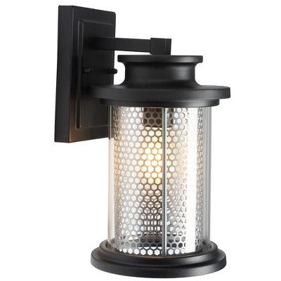 Queren Black Steel Outdoor Wall Sconce Set with Clear Shade