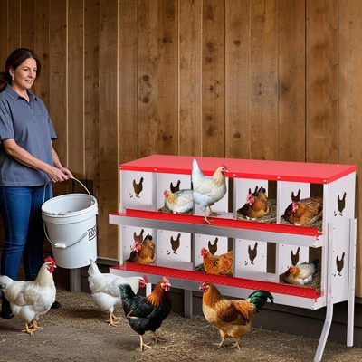 Nesting Boxes for Chickens, Metal Roll Out Laying Nest Box with Perch, Secure Lid Wall Mount or Free Standing