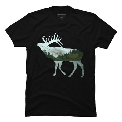 Men's Design By Humans ELK NATURE LANDSCAPE SCENERY By punsalan T-Shirt