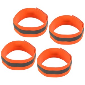 Unique Bargains Reflective Bands for Arm Wrist Ankle Leg 14x1.5 Inch Strip Wide Green 4 Pack - 1 of 4