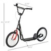 Youth Kick Scooter for Kids 5+, Adjustable Handlebar, 16" Inflatable Wheels, Dual Brakes, Max Load 220 lbs, Black - 3 of 4
