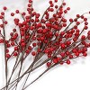 Aoibox 12pcs Artificial Red Berry Flower Stems 13.5 inch Waterproof Burgundy Branches for Christmas Wreath Holiday Home Wedding Decor - 3 of 4