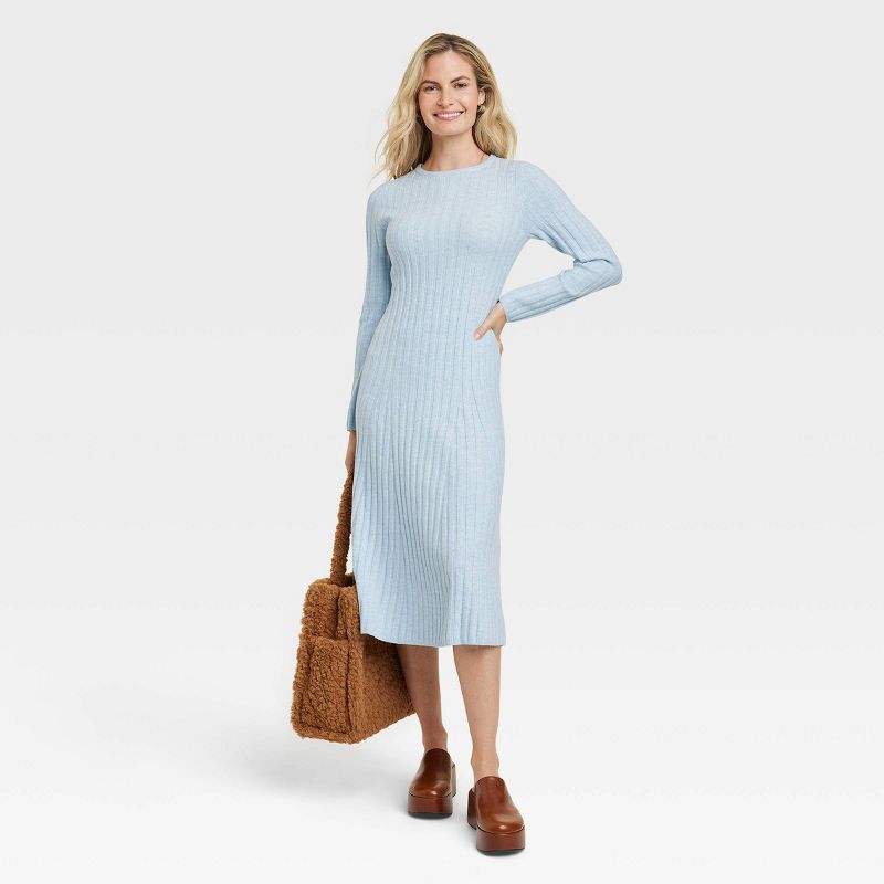 Women's Long Sleeve Midi Ribbed Sweater Dress - A New Day™, 4 of 11