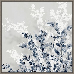 Amanti Art 22"x22" Blue Spring I by Isabelle Z Framed Canvas Wall Art Gray Wash: Modern Abstract Botanical Decor - 1 of 4