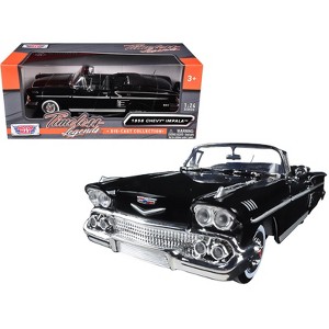 1958 Chevrolet Impala Convertible Black 1/24 Diecast Model Car by Motormax - 1 of 4