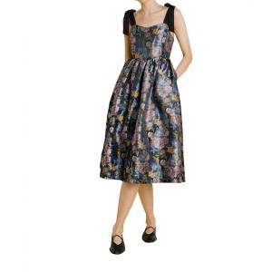 Women's JACQUARD MIDI DRESS W/ TIES - Aureum - 1 of 2