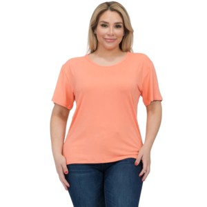 Slickblue Women's Plus Size Short Sleeve Tee, Soft Stretch Fit, Classic Round Neck, 10 Color Options, Size 1XL-3XL - 1 of 4