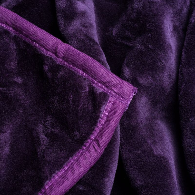 Lavish Home Solid Soft Heavy Thick Plush Mink Blanket 8 pound - Purple, 3 of 5