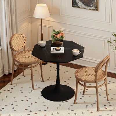 Grungis Modern Octagonal Coffee Table with MDF Table Top,Accent Table Side Tables with Metal Base for Dining Room,Living Room
