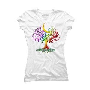 Adult Design By Humans Rainbow Pride Tree of Life By Fluffydstroyer T-Shirt - 1 of 2