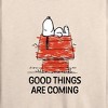 Women's - Peanuts - Good Things Are Coming Lightweight French Terry Wide Neck Long Sleeve Shirt - 2 of 4