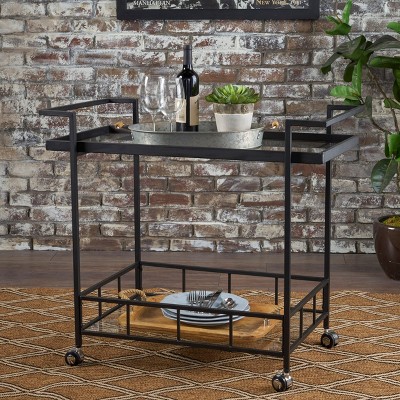 NicBex Mobile Kitchen Island Cart Multifunctional Kitchen Carts on Wheels with Storage with 2-Tier Glass Shelves for Dining Rooms, Black