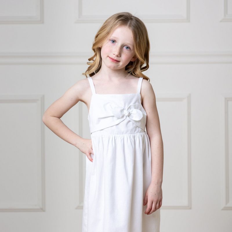 Hope & Henry Girls' Sleeveless Bow Front Linen Sundress, Toddler, 6 of 10