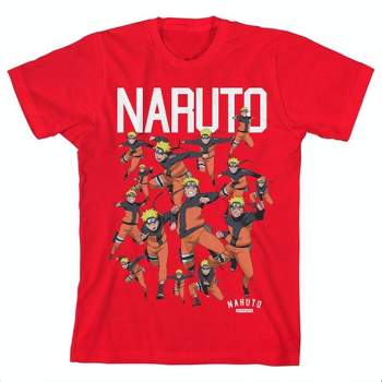 Naruto Shippuden Character Shadow Clone Squad Art Youth Boys Red Graphic Tee