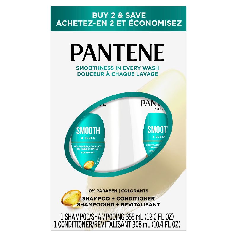 Pantene Pro-V Smooth &#38; Sleek Shampoo and Conditioner Bundle Pack - 22.4 fl oz, 3 of 17