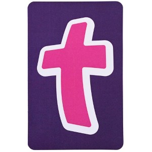 Dicksons BKMPK-514 Cross Themed So Loved The World So He Sent His One and Only Son Bright Purple and Pink 2.5 x 4 Paper Encouraging Durable Laminated - 1 of 2