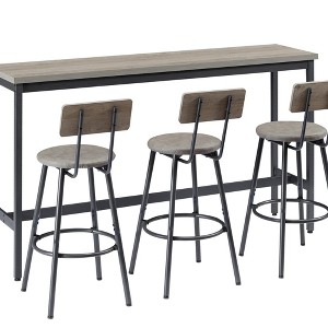 DSVIMOY Counter and Bar Stool Set with 3 PU Upholstered Stools Industrial Design for Kitchen and Living Room, Gray, 67.32"*19.49"*5.31" - 1 of 4