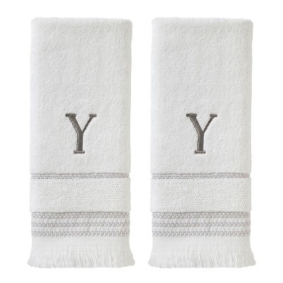 SKL Home By Saturday Knight Ltd Casual Monogram Hand Towel Set A - 2-Count - 16X26", White