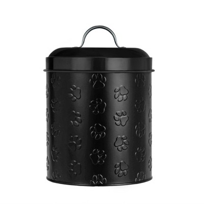 Amici Pet Puppy Paws Black Metal Food Canister, Medium, 104oz