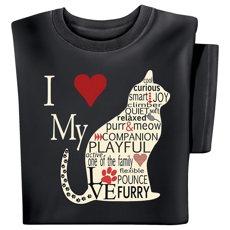 Collections Etc I Heart My Cat Short Sleeve Cotton T-Shirt, 1 of 5