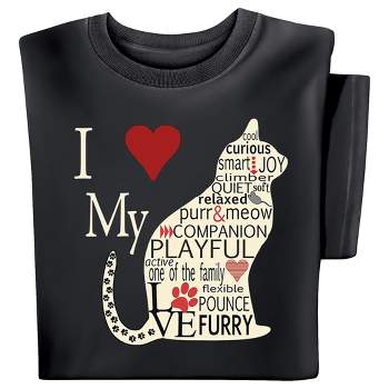 Collections Etc I Heart My Cat Short Sleeve Cotton T-Shirt