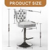 Thick Chrome Swivel Velvet Barstools,Adjustable 25-33"Height,Modern Upholstered with17.7" Base,Tufted Buttons&Diamond Pleating - Leovsnove - 3 of 4