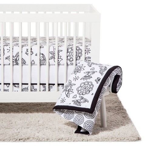 Nojo Crib Bedding Set 8pc Floral Black White Target