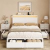 Hausource Bed Frame with LED Headboard, Charging Station, 4 Drawers, Heavy Duty Support - 2 of 4