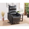 Contemporary Leather Electric Recliner Chair for Living Room, Black, Push-Button, Faux Leather with Cup Holders and Storage - 2 of 4