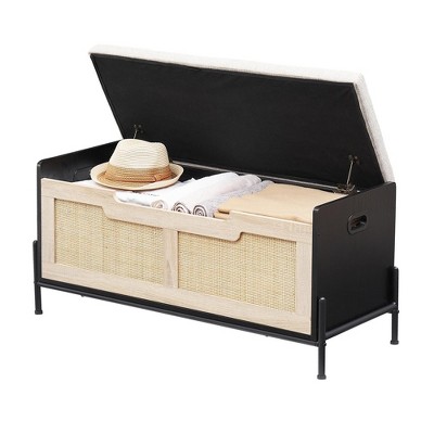 Storage Chest, Storage Bench with Safety Hinge, Wooden Entryway Bench, Shoe Bench, Large Storage Chest for Entryway, Bedroom, Living Room