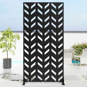 SpassWay 72"H x 47"W Outdoor Metal Garden Trellis Privacy Screen Lattice Panel Indoor Room Divider In White - 1 of 4
