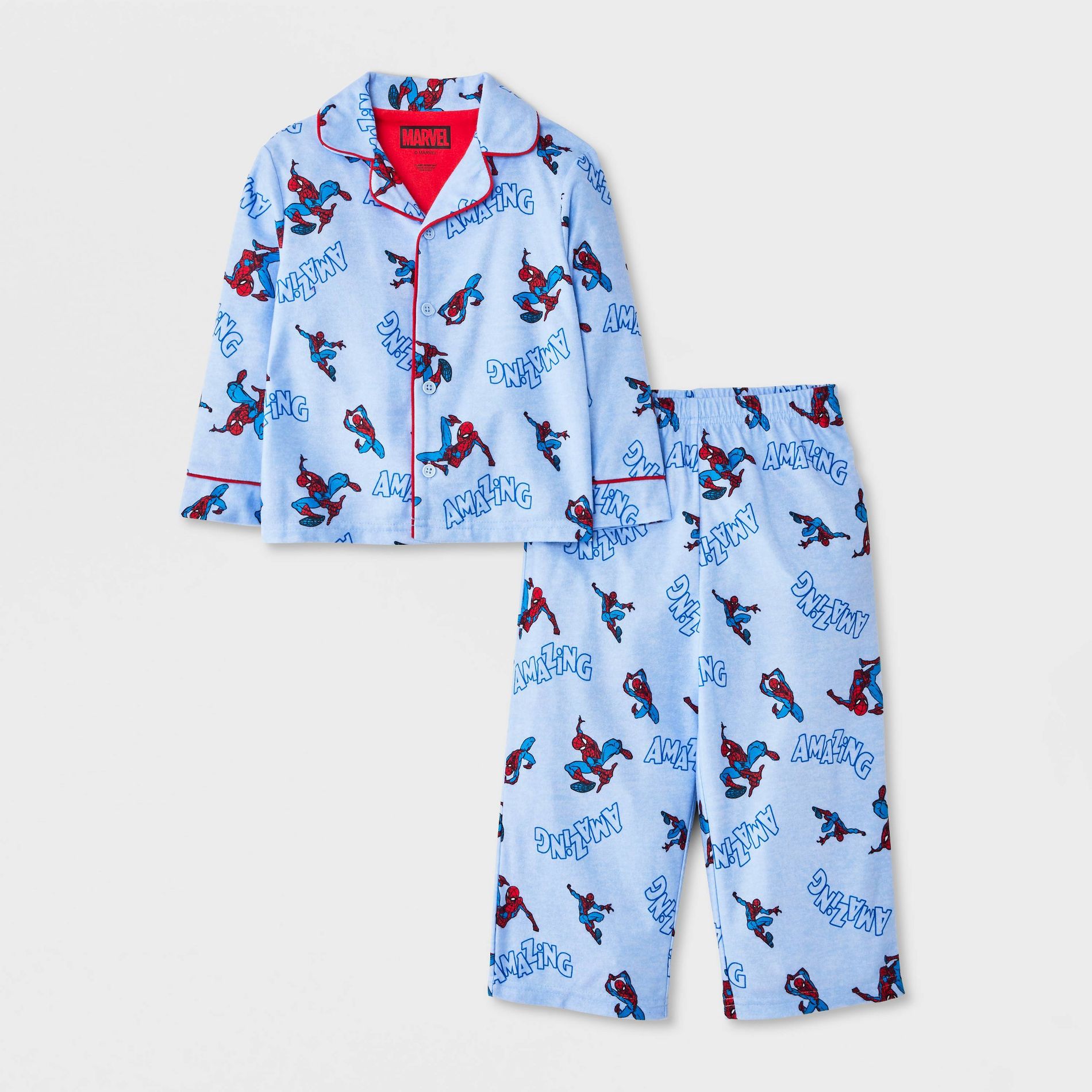Toddler Boys' 2pc Spider-Man Coat Pajama Set - Blue/Red