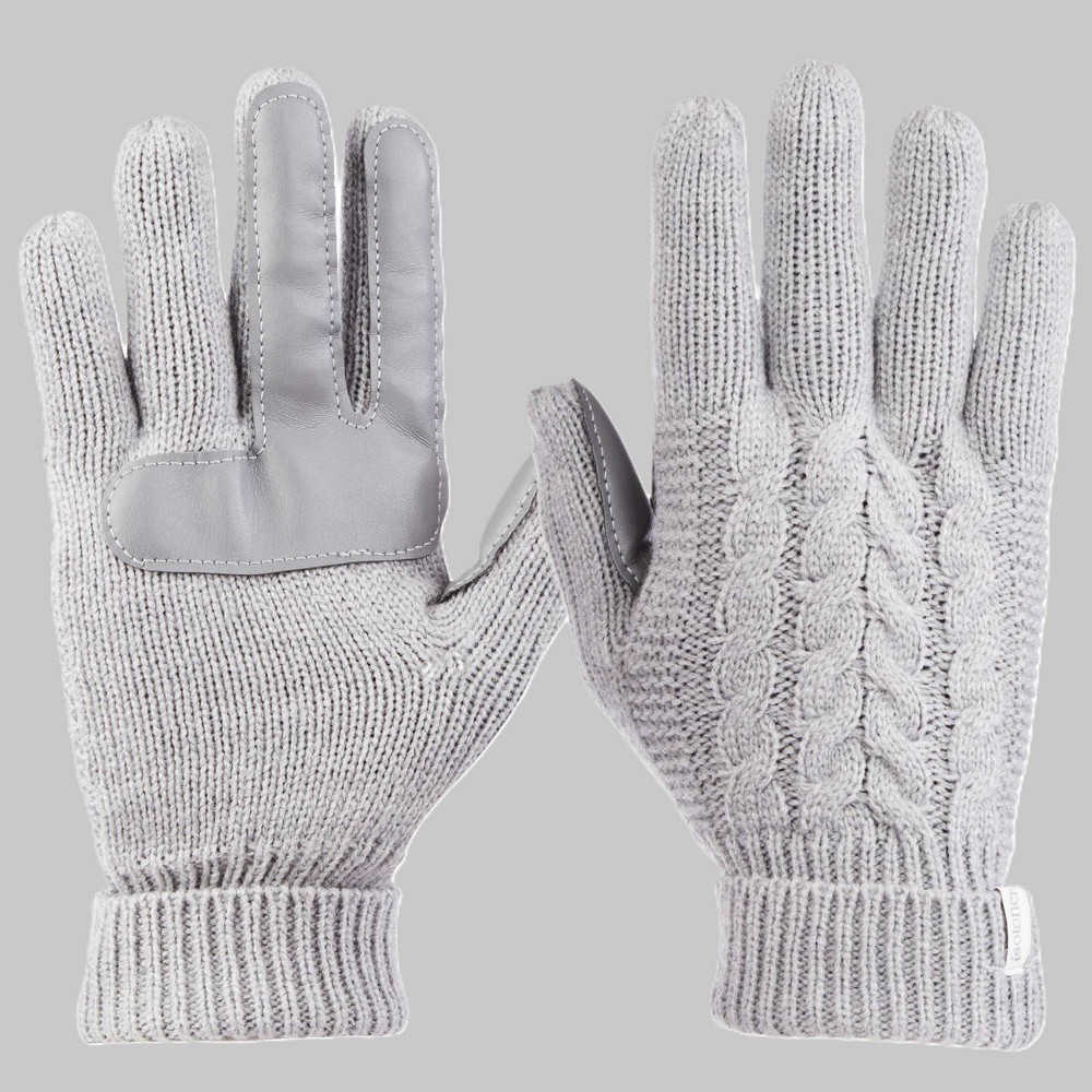 Isotoner smartDri Cable Knit Gloves - Light Gray