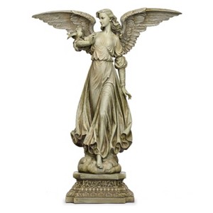 Roman 46.5" Angel on Pedestal Resin Outdoor Garden Statue Gray - 1 of 4