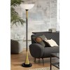 Possini Euro Design Burbank Modern Art Deco Torchiere Floor Lamp 70" Tall Black Brass Frosted White Glass Shade for Living Room Bedroom Office House - 2 of 4