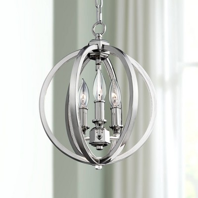 Corinne 14" Polished Nickel Crystal Globe Pendant Light