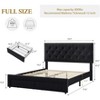 Full/Queen Size Bed Frame with 2 Storage Drawers, Vintage Velvet Upholstered Bedframe with Button Tufted Rivets Headboard, No Box Spring Needed - 3 of 4