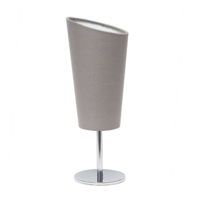 Mini Chrome Table Lamp with Angled Fabric Shade Gray - Simple Designs