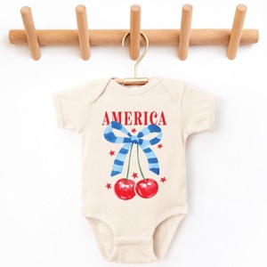 The Juniper Shop Coquette America Cherries Baby Short Sleeve Bodysuit - 1 of 4