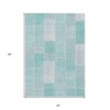 Aqua Teal Blue And Silver Patchwork Washable Indoor Outdoor Area Rug - 3 of 4