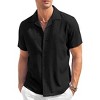 COOFANDY Men's Casual Button Down Shirt Short Sleeve Textured Summer Cuban Beach Shirts - 3 of 4